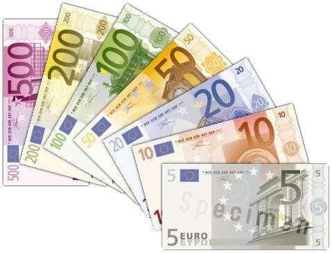 paleta euro pieniędzy