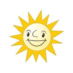 Słoneczko z promieniami i uśmiechniętą buzią
