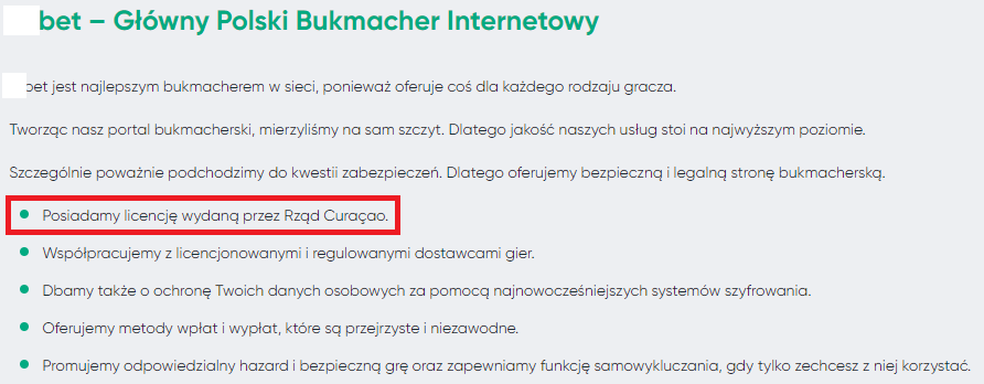 Tekst informujący o posiadaniu licencji