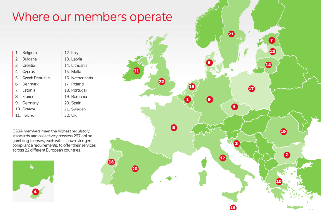 Zielona mapa europy z zaznaczoną połową krajów czerwonymi kropkami