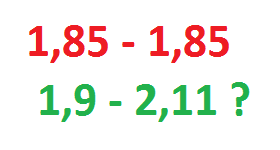 Czerwone 1,85 - 1,85 a poniżej zielone 1,9 - 2,11?
