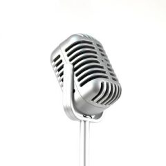 Profesjonalny mikrofon na statywie w kolorze szarym