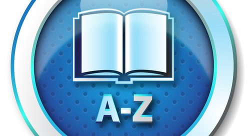 Niebieski przycisk, w którym jest ikonka książki z podpisem A-Z