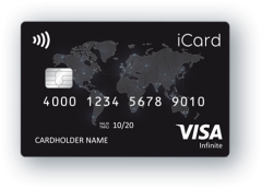 Czarna karta kredytowa VISA z małym napisem Infinite